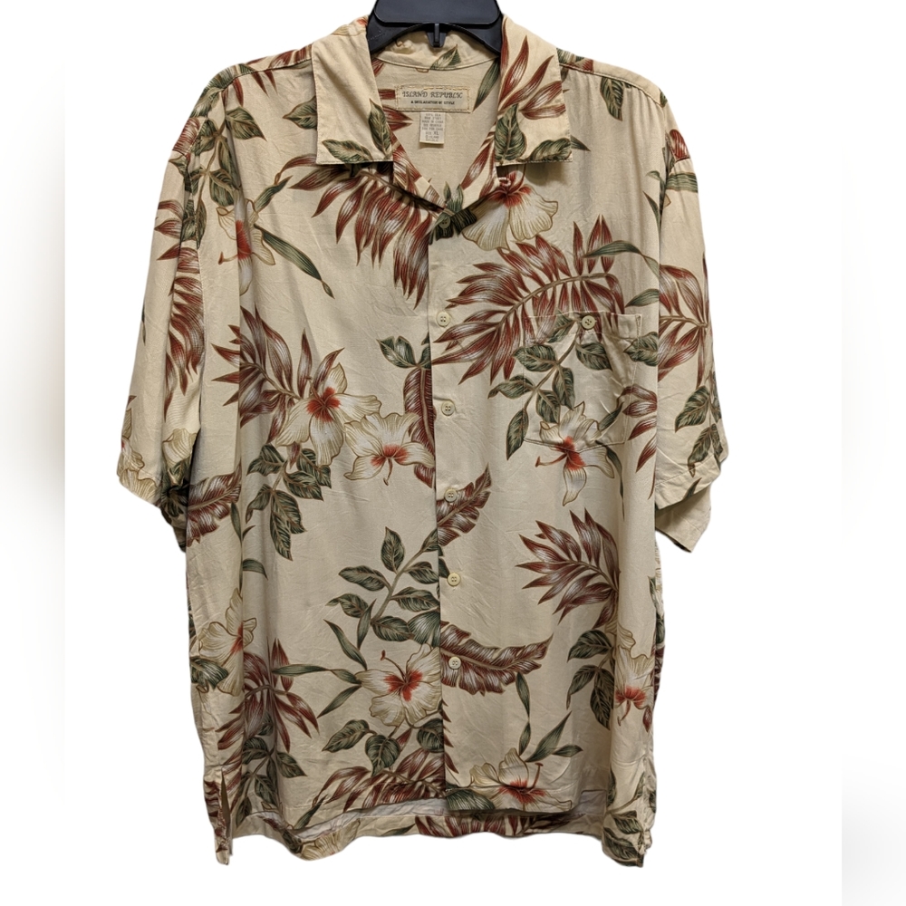 0314 Island Republic 100% Silk Hawaiian Tropical shirt men's XL